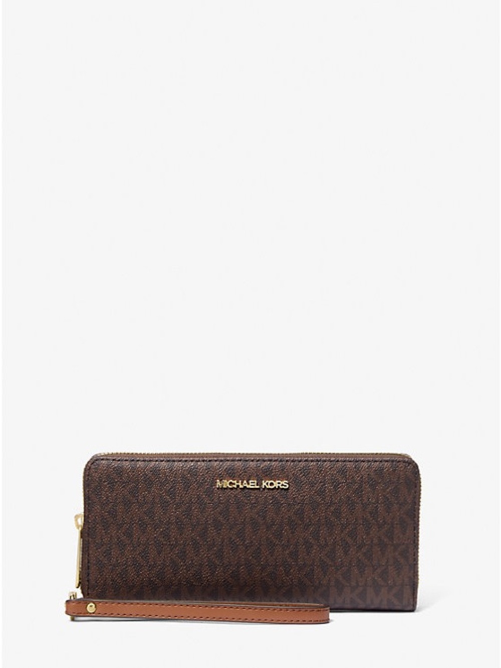 Michael Kors Brown Signature MK Zip-Around Wristlet Wallet